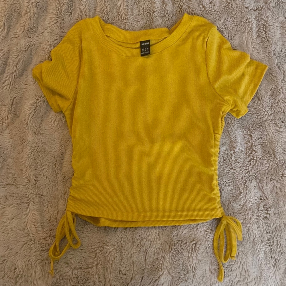 shein yellow xs tight crop top